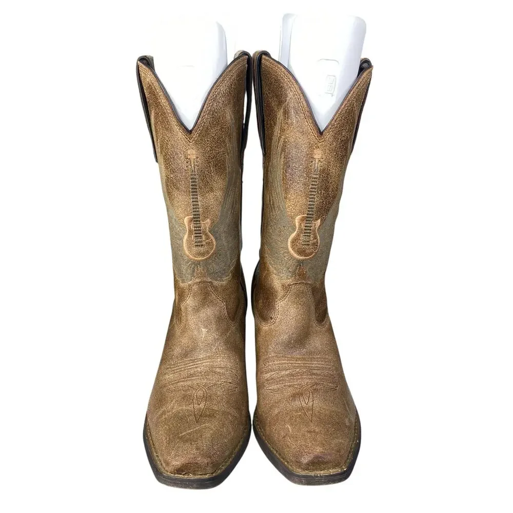 Durango Men’s Gambler Flying Guitar Brown Leather Cowboy Boot Size US 9